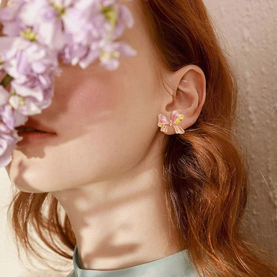 Aretes Moño Rosa 🎀
