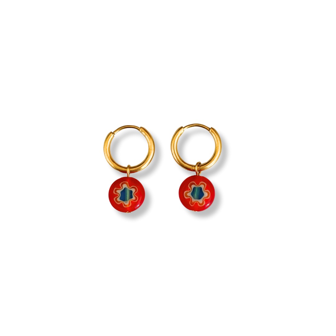 Mini hoops con dije de flor