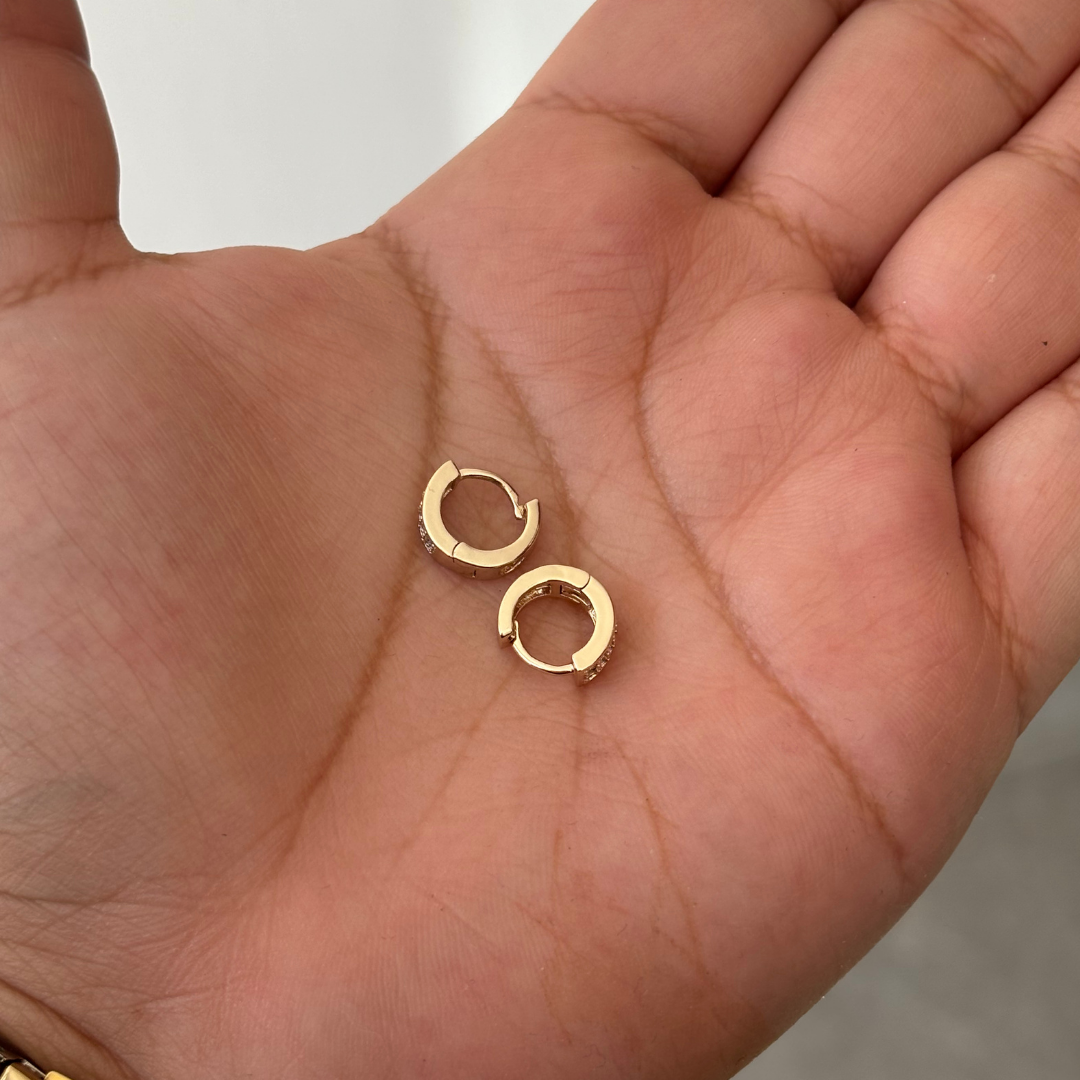 Hoops de brillos chapa de oro 18k