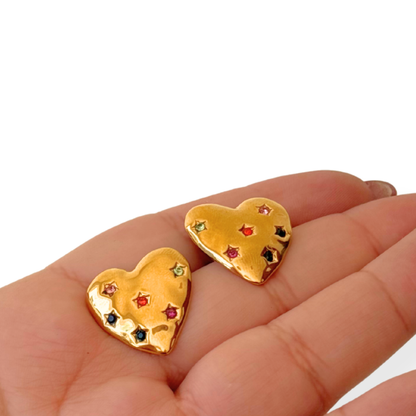 Aretes Corazón Multicolor 🌈