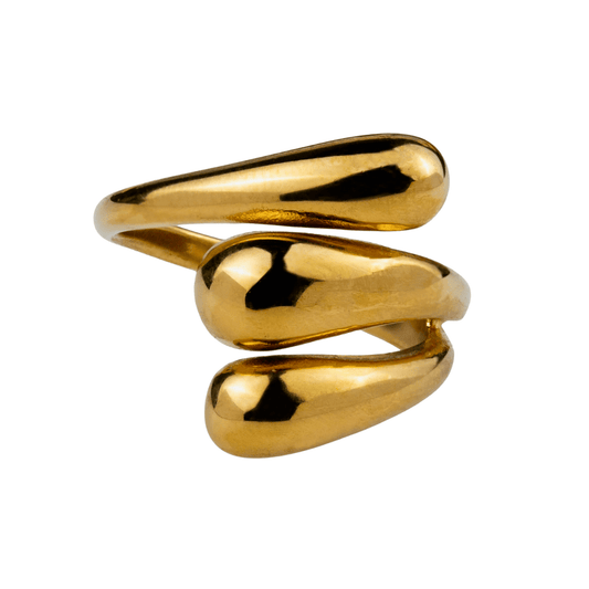 Anillo chunky triple dorado
