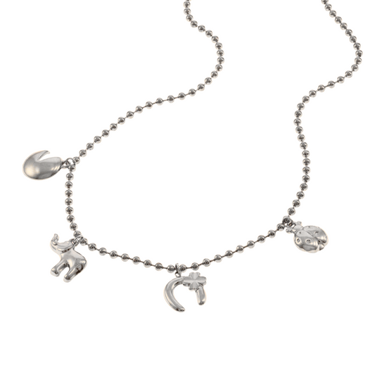 Collar charms de buena suerte plateado