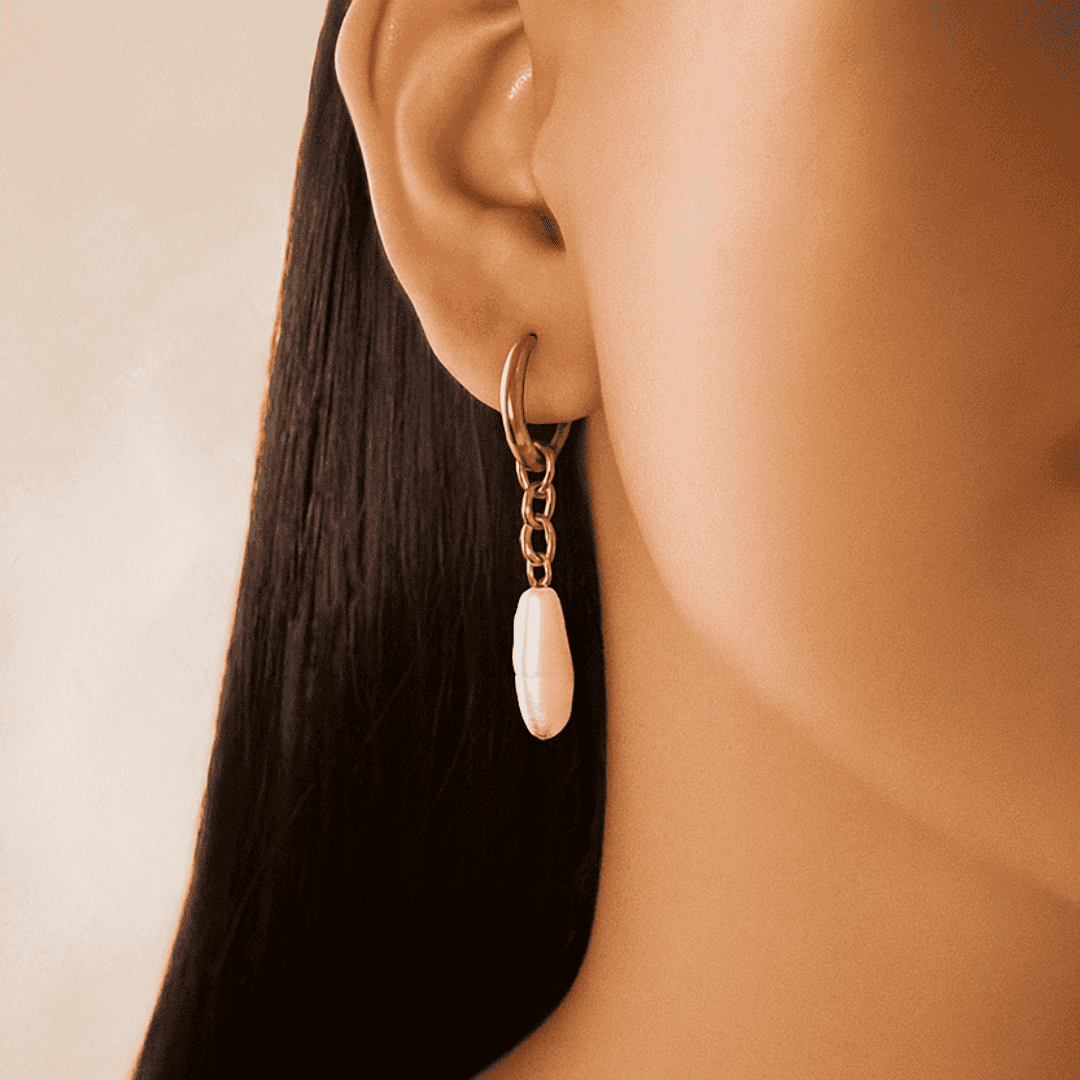 Aretes dijes de perla de mar