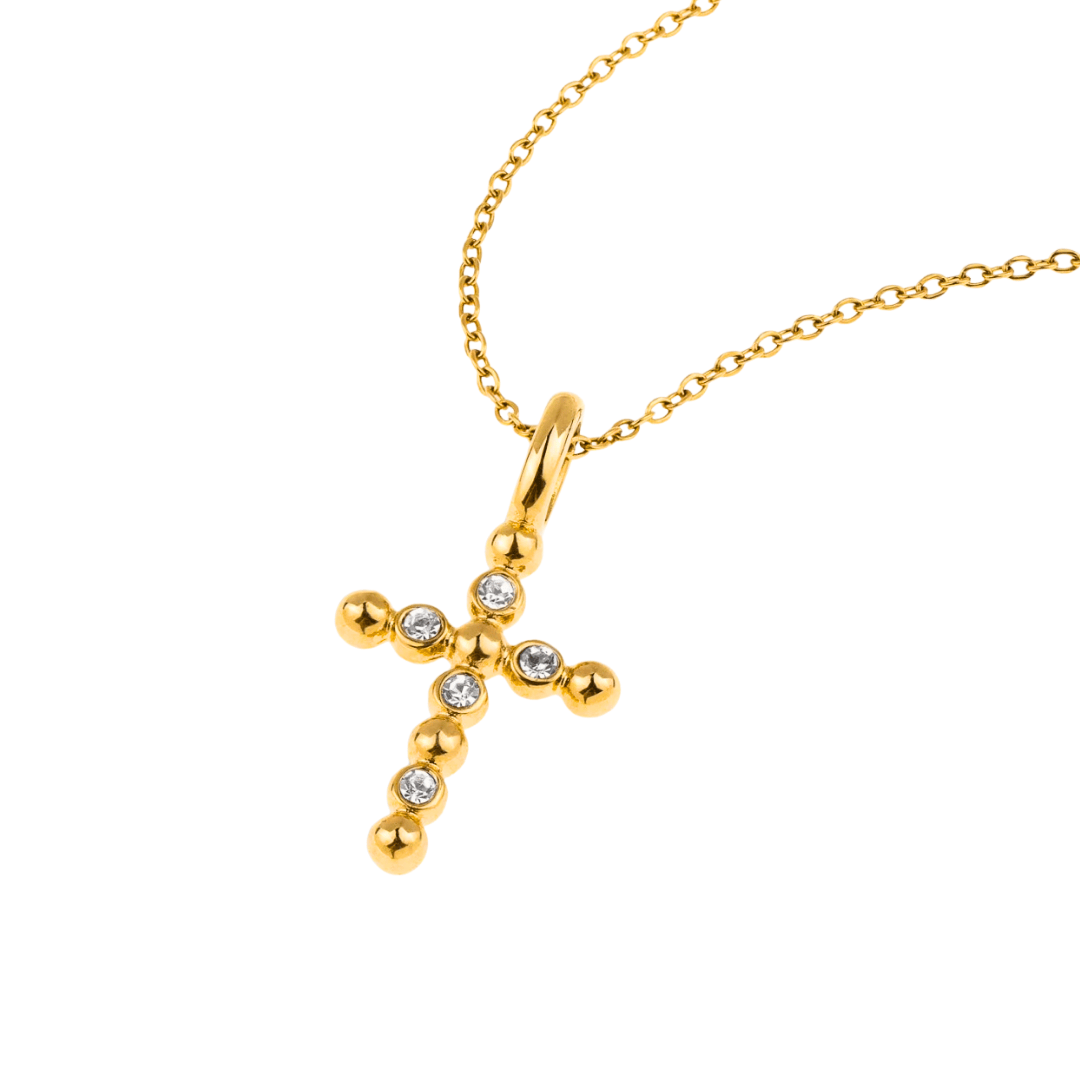 Collar religioso de cruz con zirconias