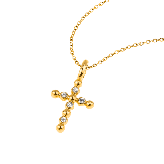 Collar religioso de cruz con zirconias